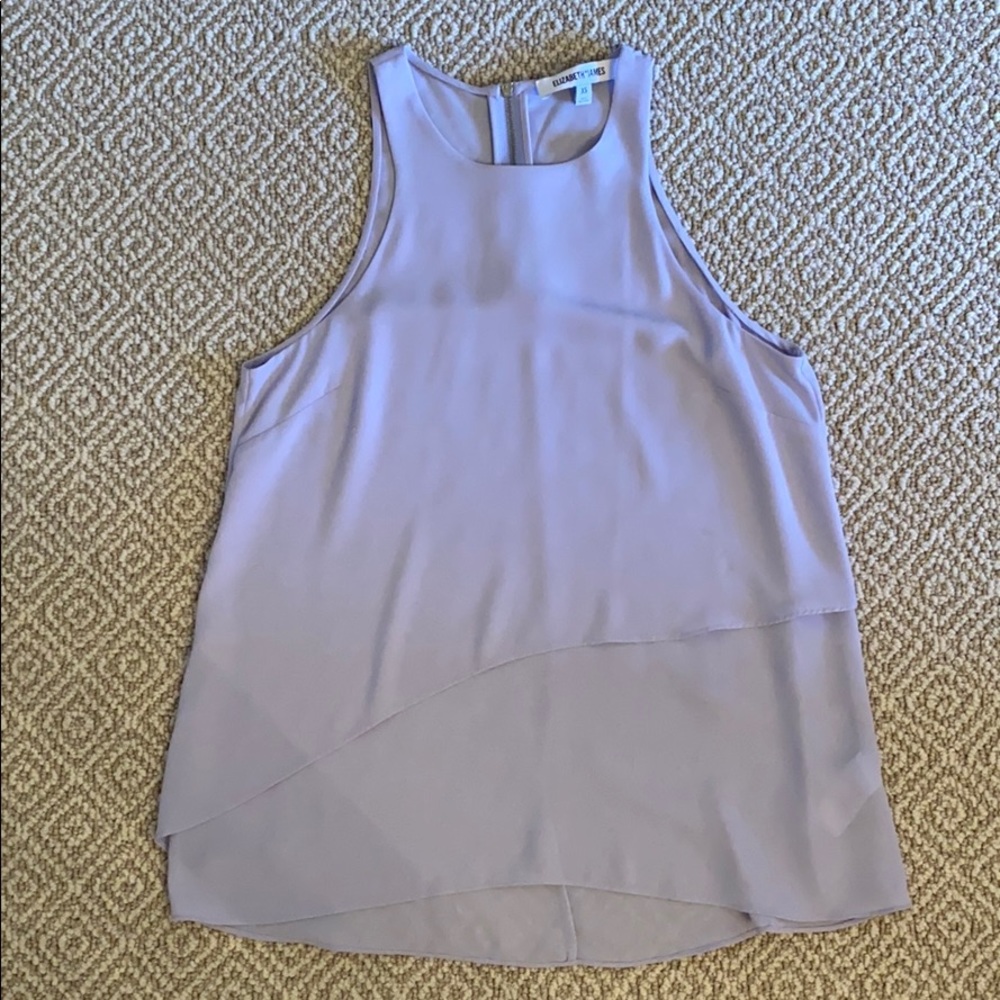 Lavender ruffle silk top with zipper back